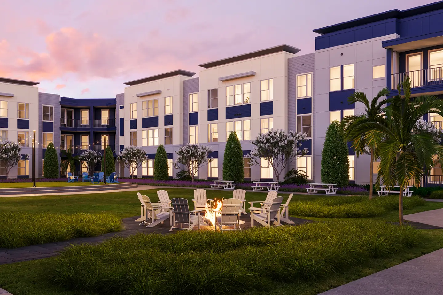 outdoor fire pit at night