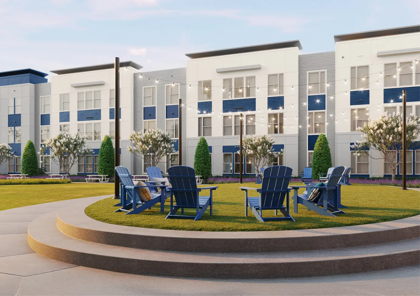 elevated outdoor lounge area